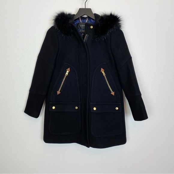 J. Crew Petite Chateau Parka in Italian Stadium-Cloth Wool Black Style J8369 - Picture 3 of 9